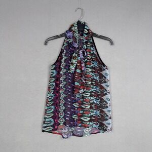 Hunter Dixon By Hunter Bell Shirt Womens Extra Small Multicolor Halter Sheer